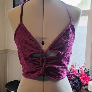 Purple Women's Hollow Out Crop Halter Top